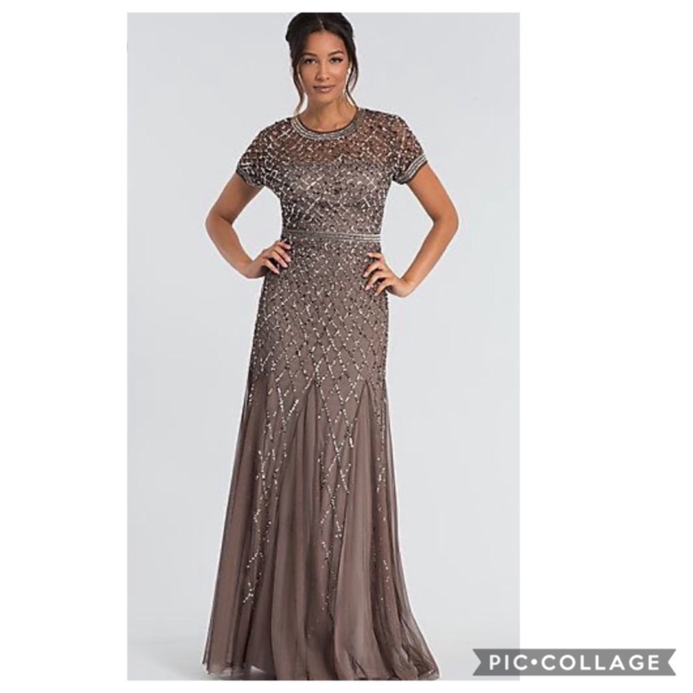 Adrianna Papell short sleeve embellished gown - Picture 5 of 12